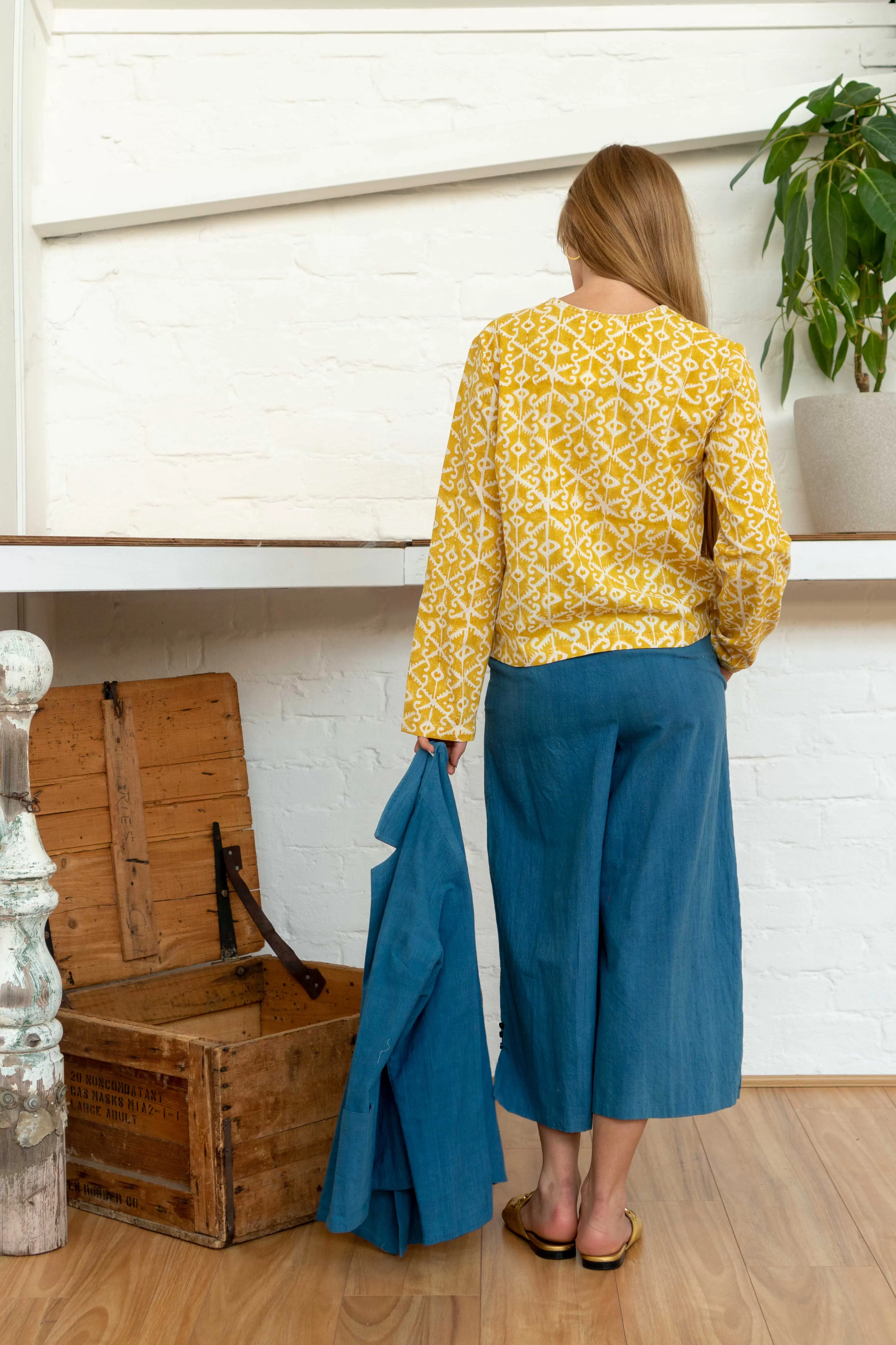 Pocket Top Moroccan Print Yellow