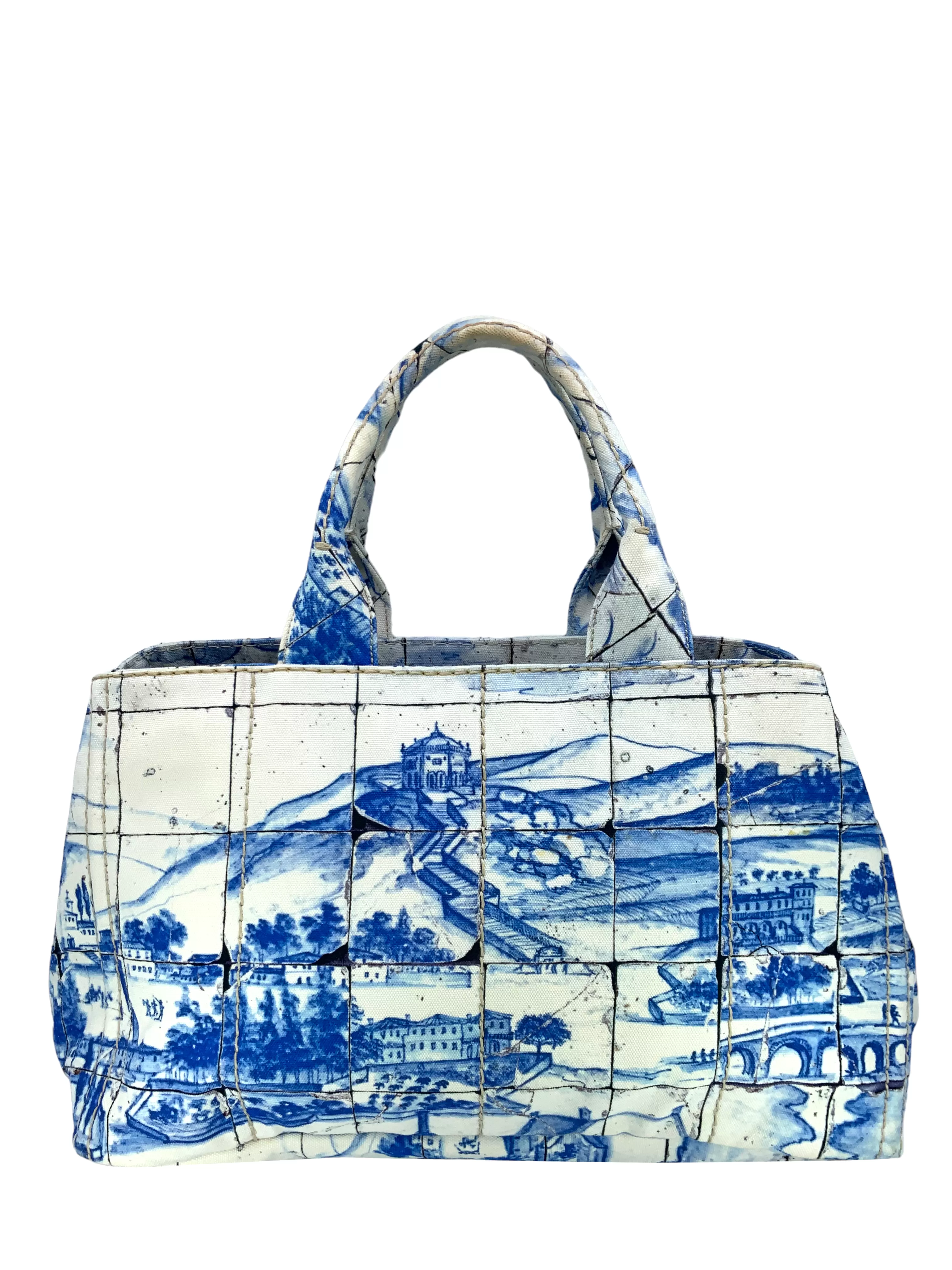 PRADA Canapa Azulejos Large Tote Bag