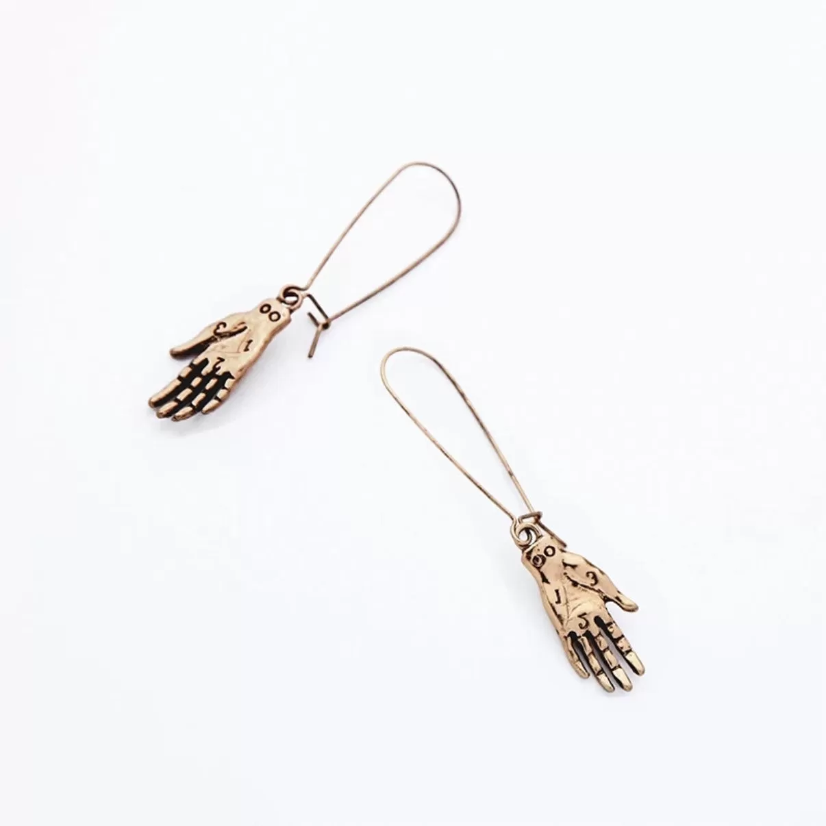 Punk Style Golden Hands Ear Hook Style Drop Earrings