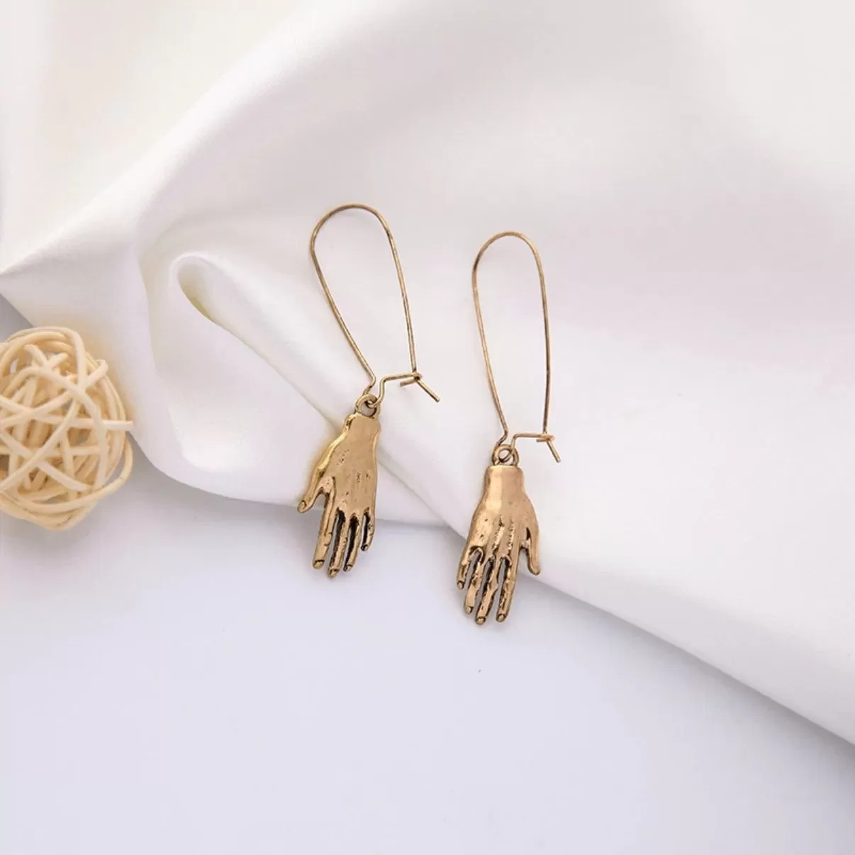 Punk Style Golden Hands Ear Hook Style Drop Earrings