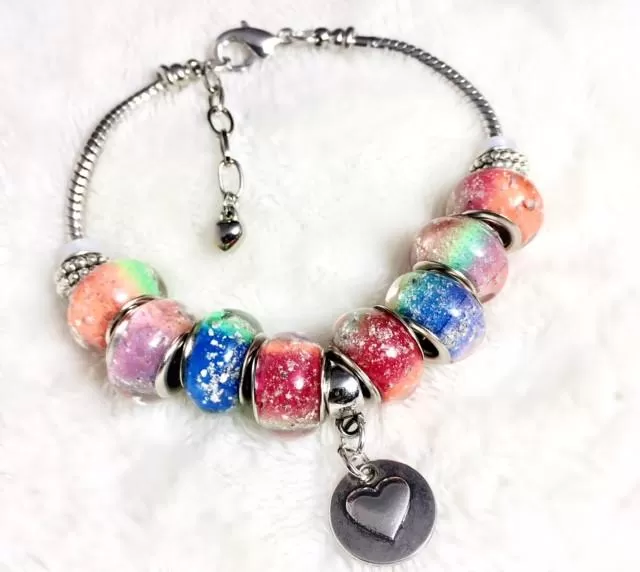 Rainbow's Bridge Bracelet with 8 Infused Beads