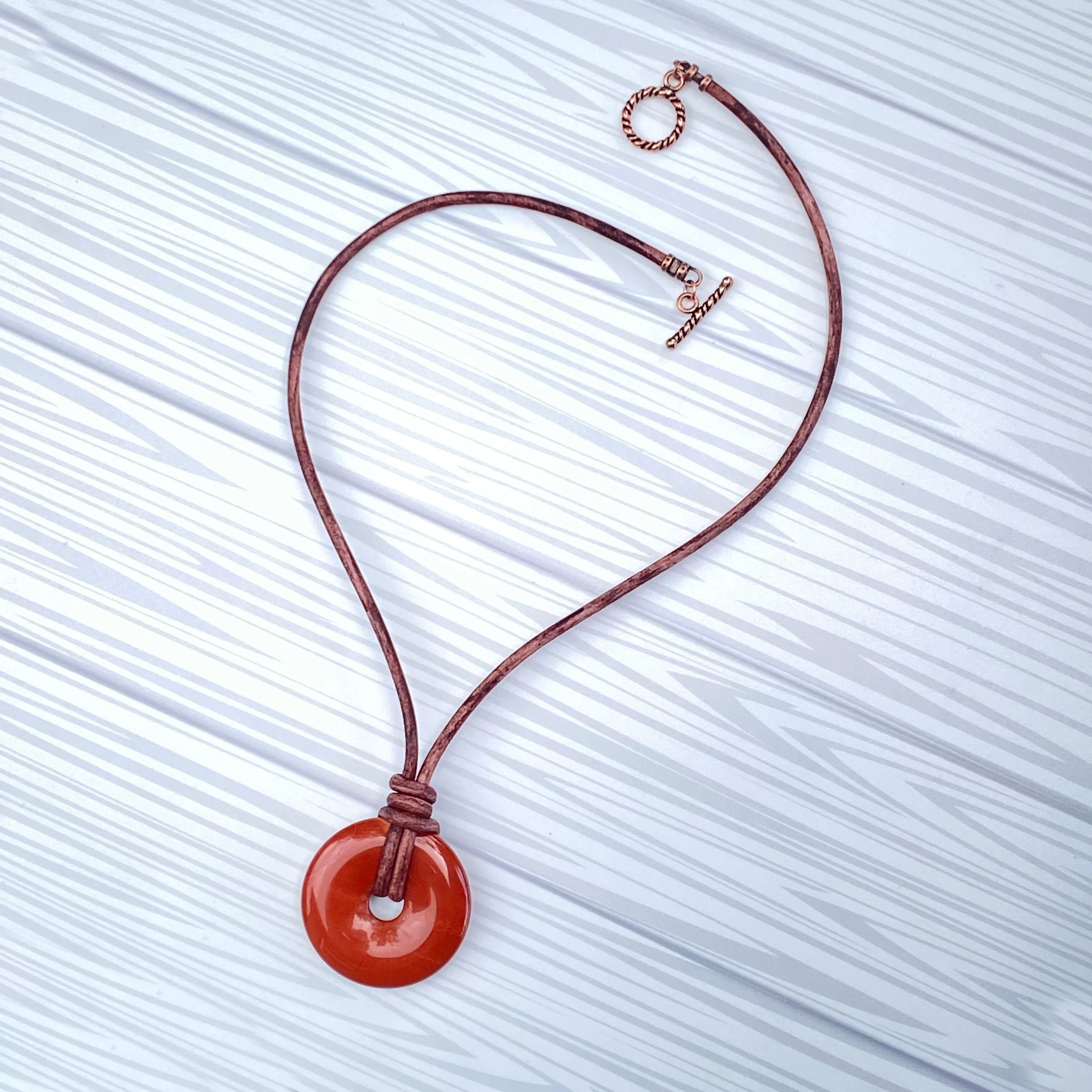 Red Jasper gemstone Leather Necklace