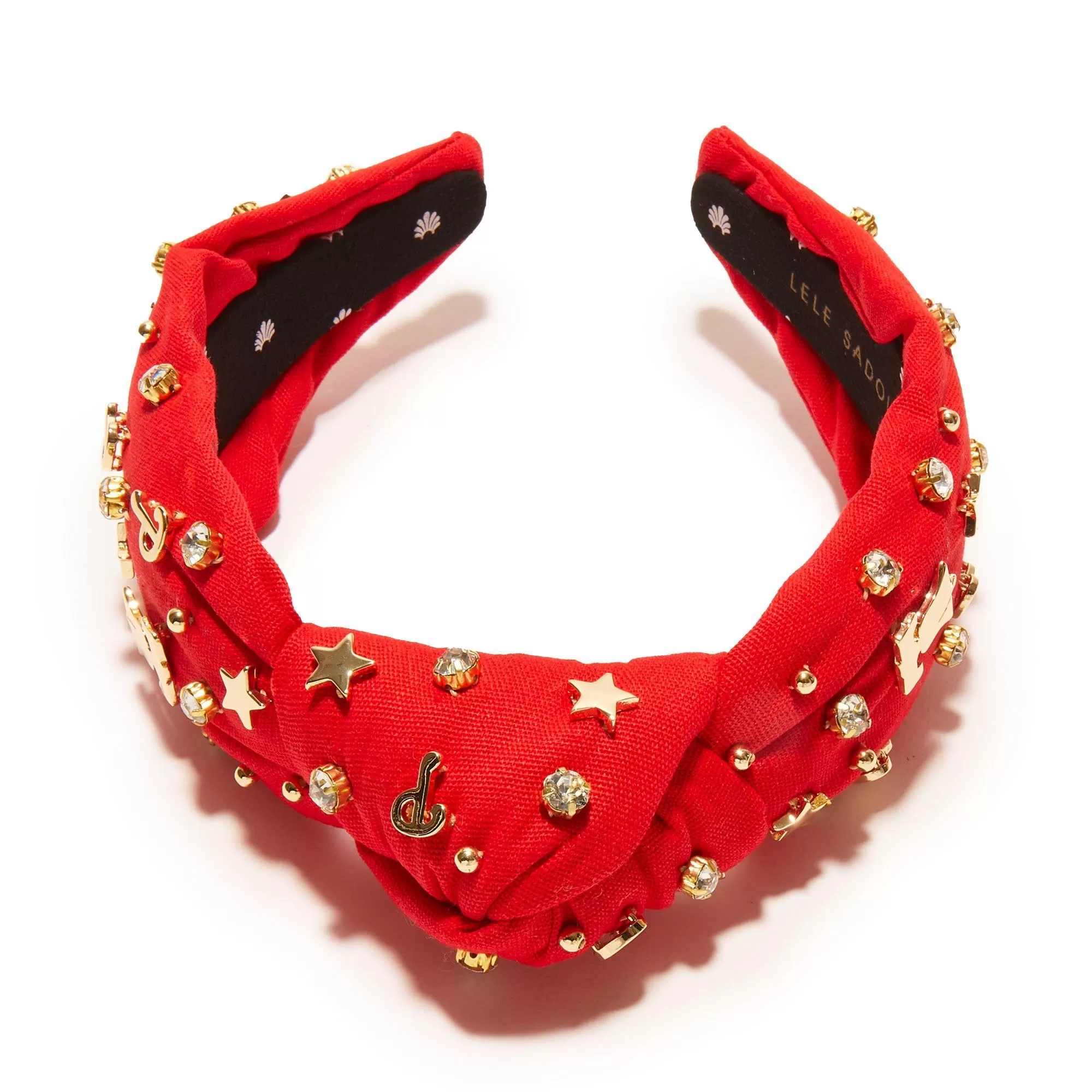 RED PHILLIES EMBELLISHED KNOTTED HEADBAND