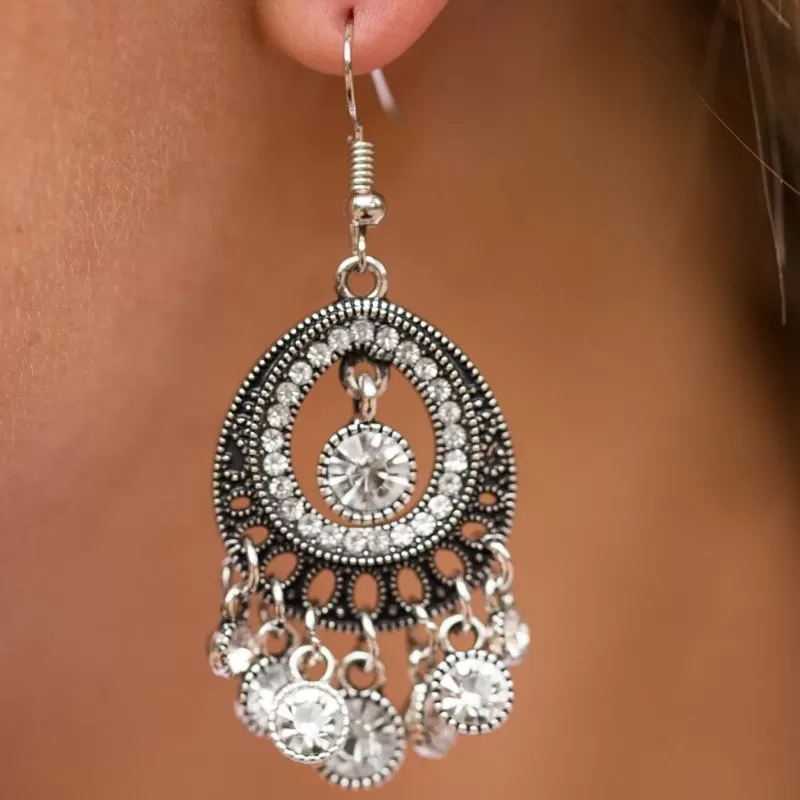 Richly Radiant White Gem Earrings