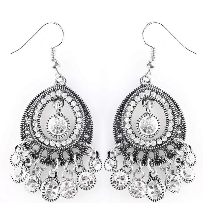 Richly Radiant White Gem Earrings