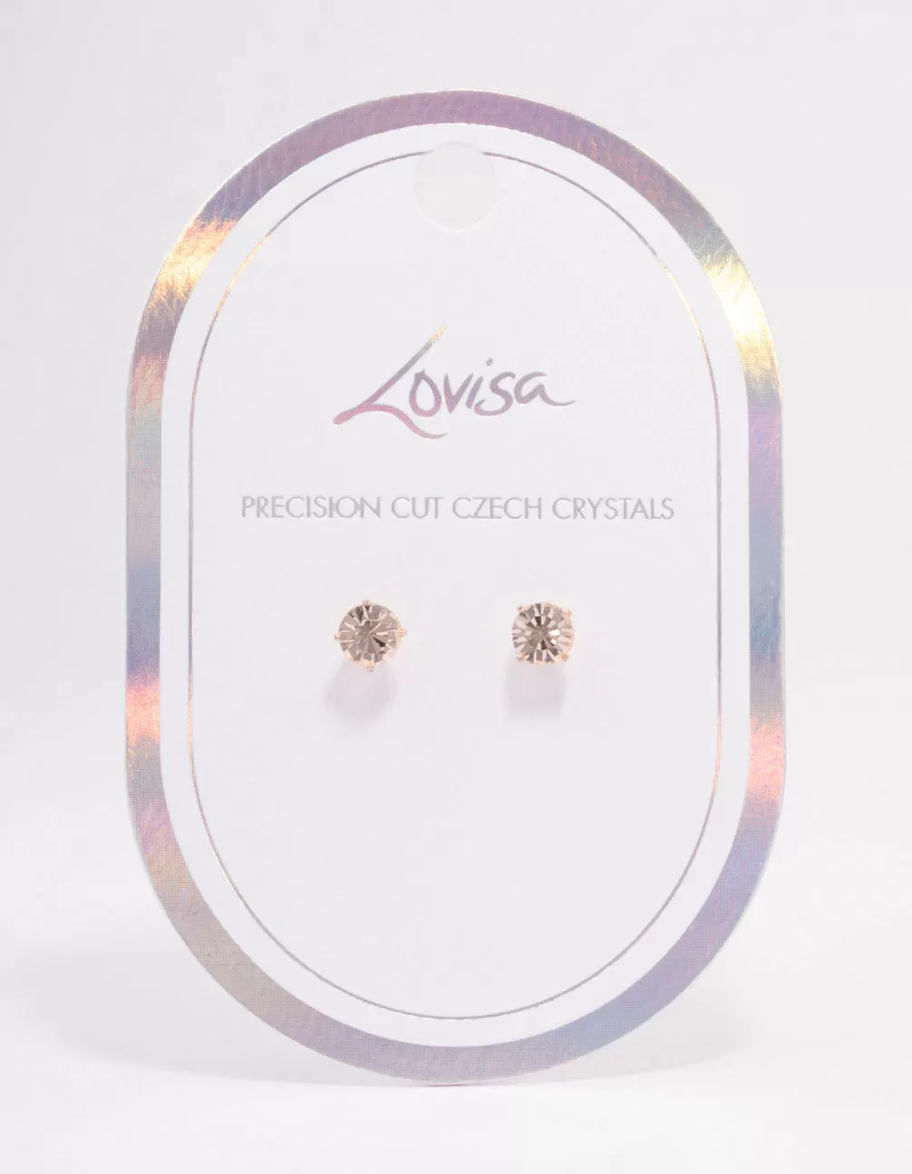 Rose Gold Pink Crystal Stud Earrings