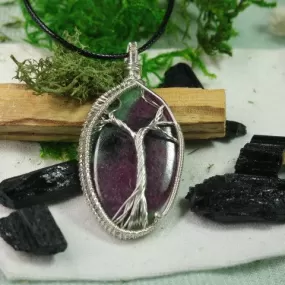 Ruby in Zoisite Tree of Life Wire Wrapped Pendant~ Includes Necklace Cord