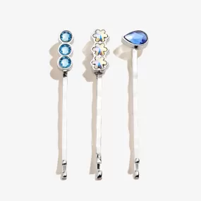 Sapphire   Snowflake Hair Pins, Set of 3