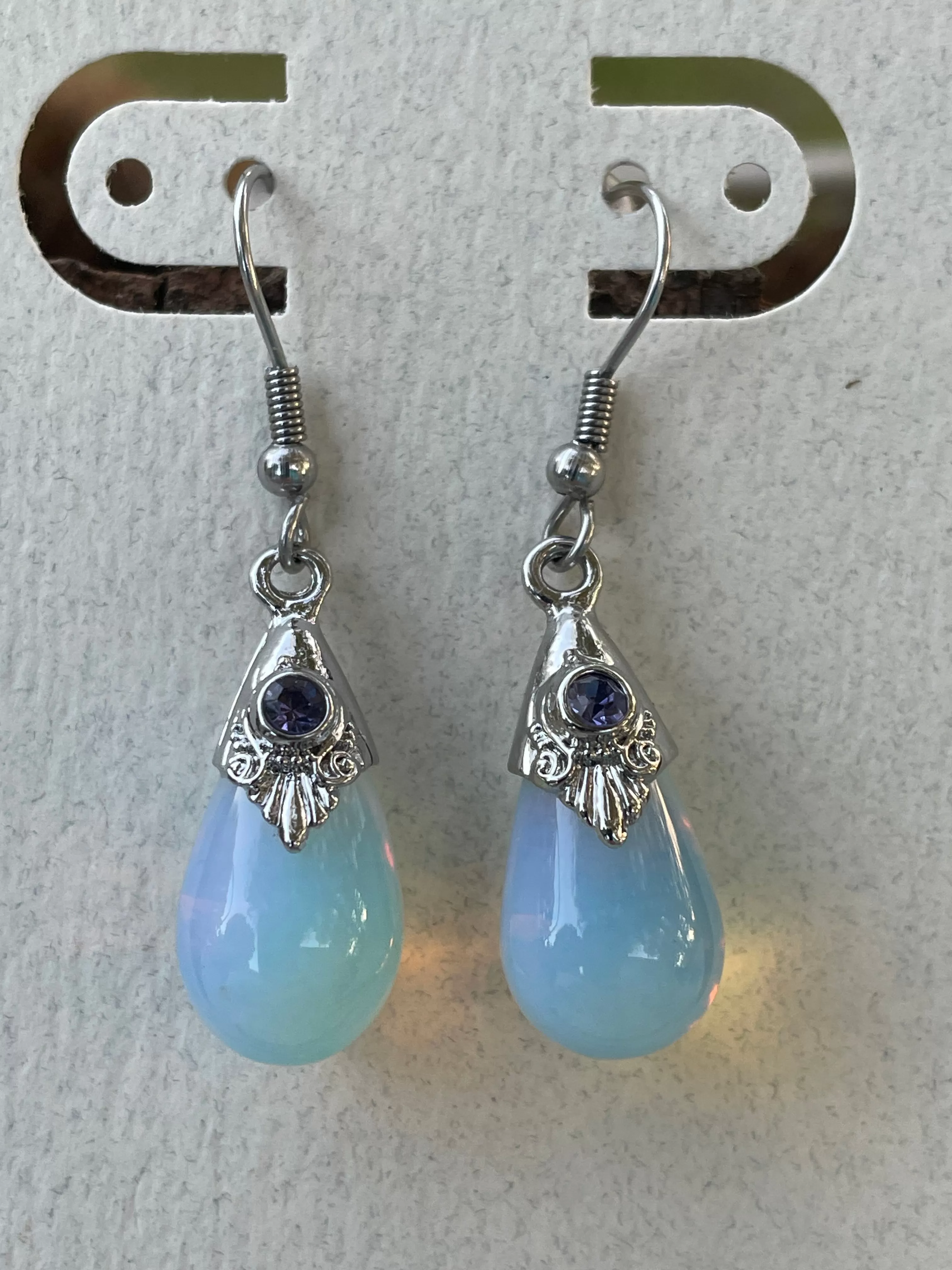 Sea Opal Teardrop Earrings