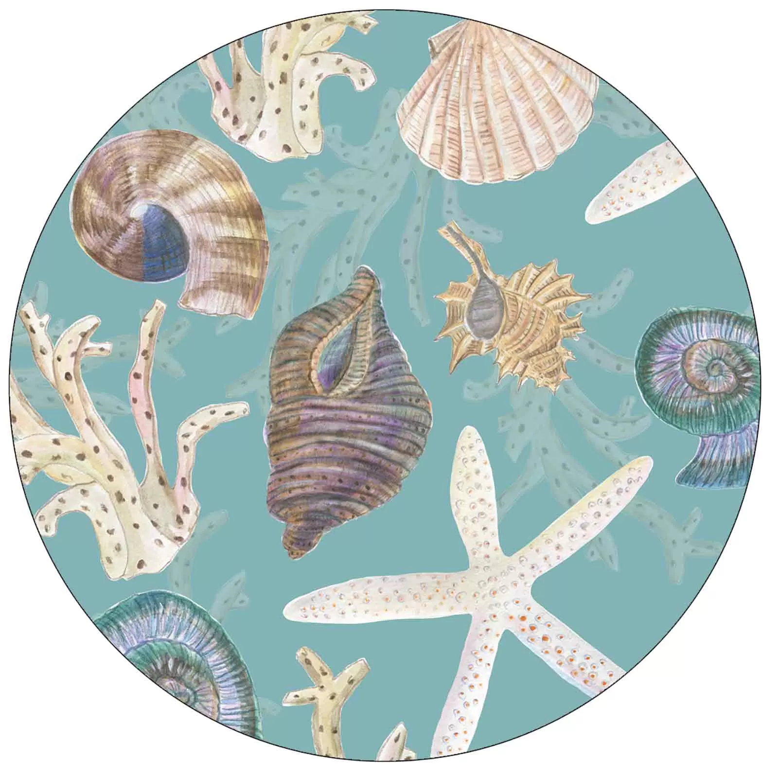 Sea Treasures Round Art Coaster - Set of 4