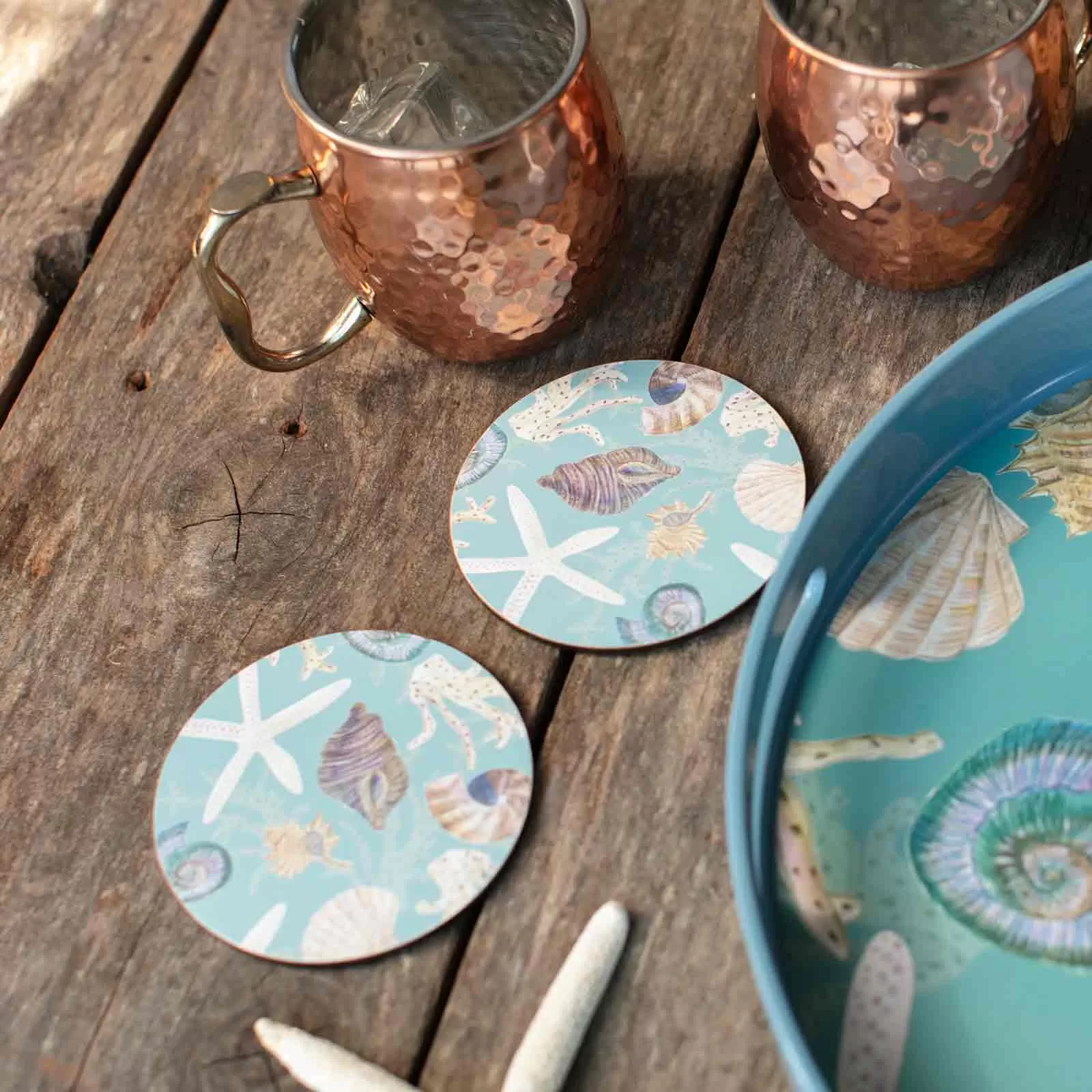 Sea Treasures Round Art Coaster - Set of 4