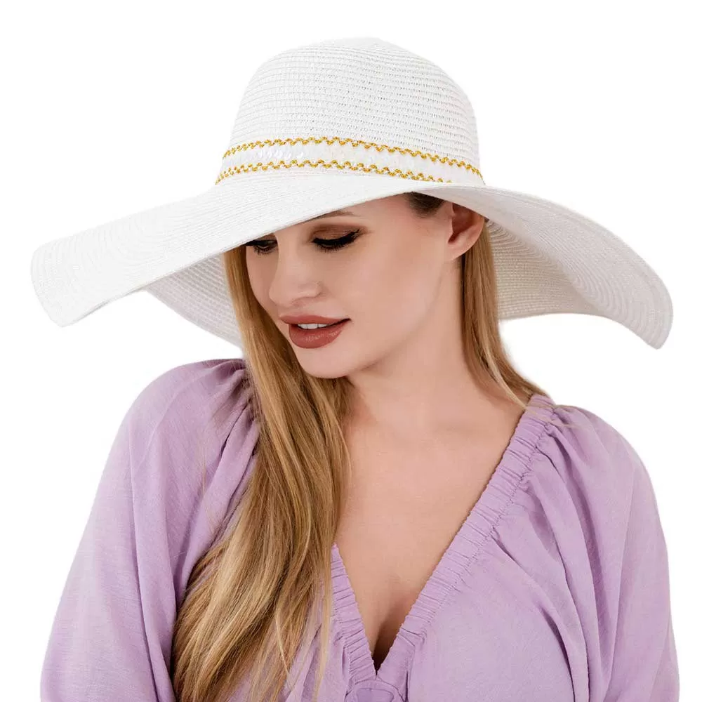 Sequin Band Pointed Straw Sun Hat