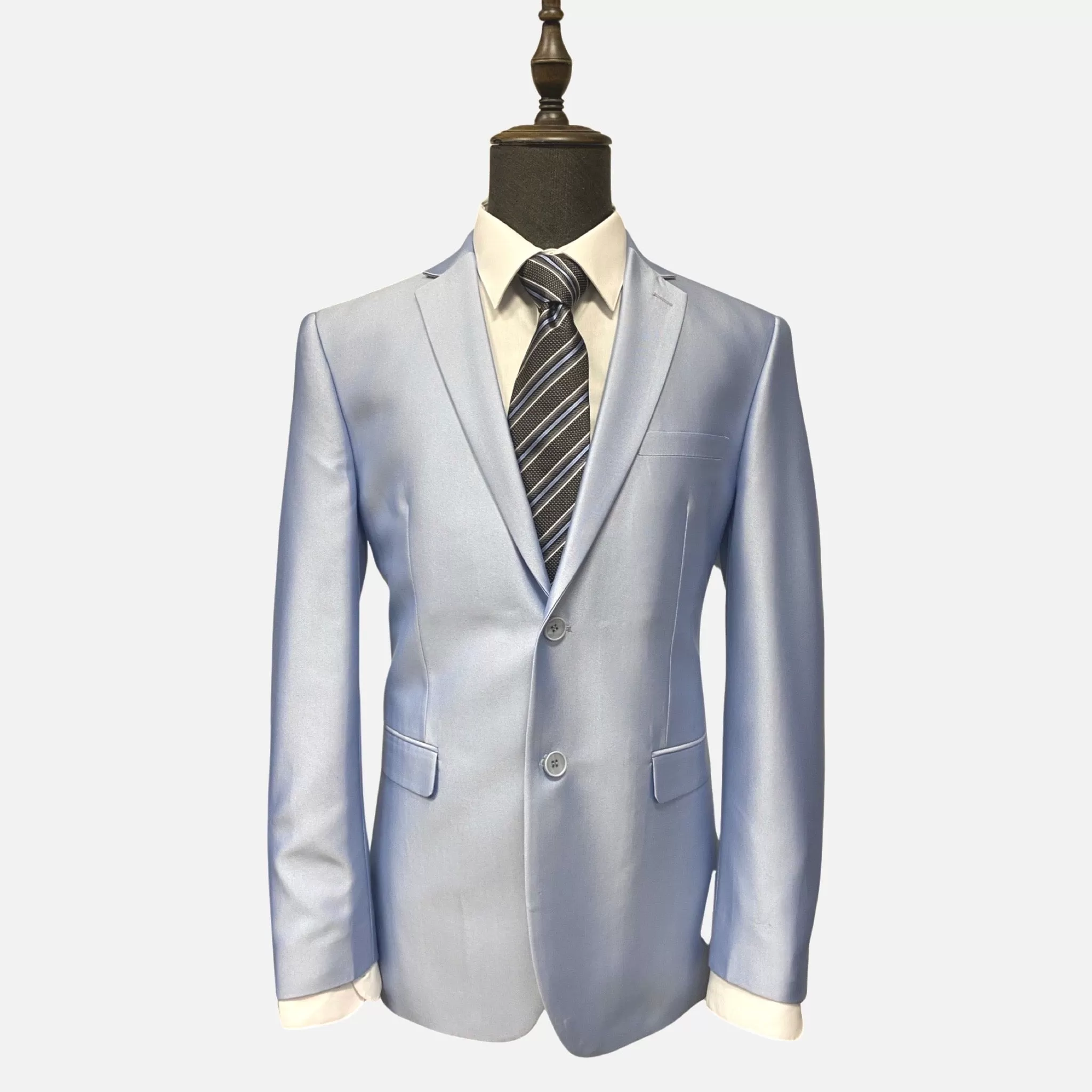 Sophisticated Light Blue Slim Fit Suit - Notch Lapel, Double Vents