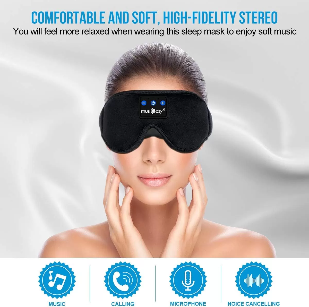 Spring Sleep Headphones Bluetooth 5.2 Headband Sleeping Headphones Sleep Eye Mask