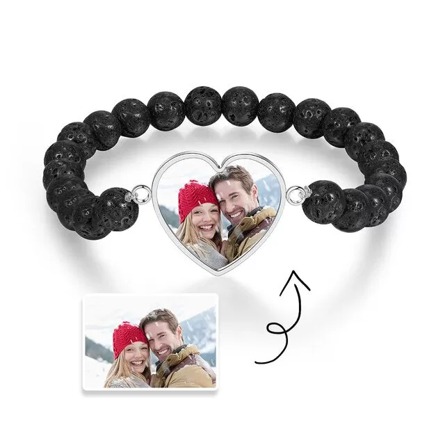 Stainless Steel Custom Photo Beaded Chain Bracelet