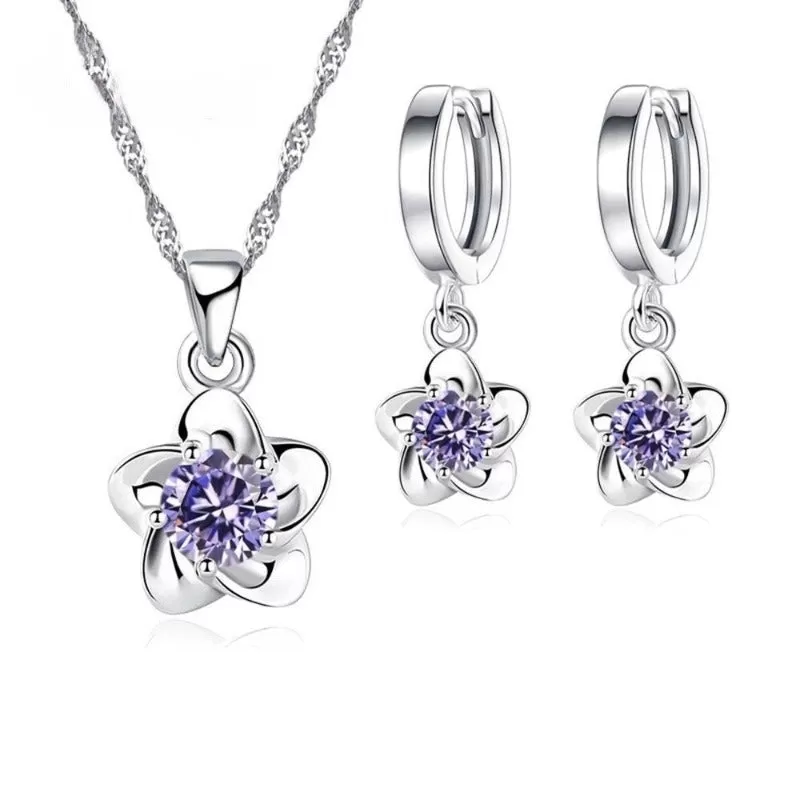 Sterling Silver Cubic Zircon Jewelry Set For Women