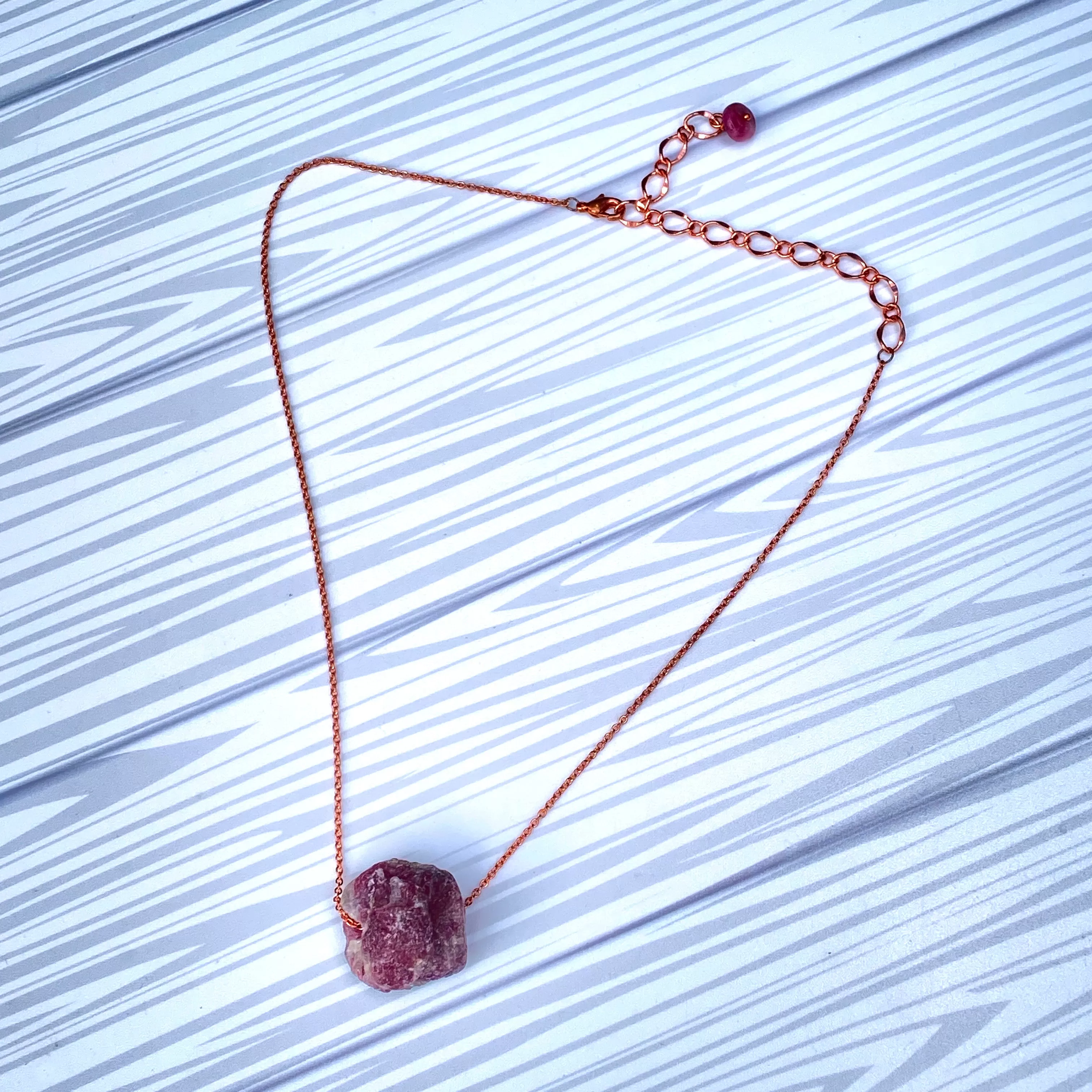 Strawberry Quartz gemstone with Copper Chain Choker