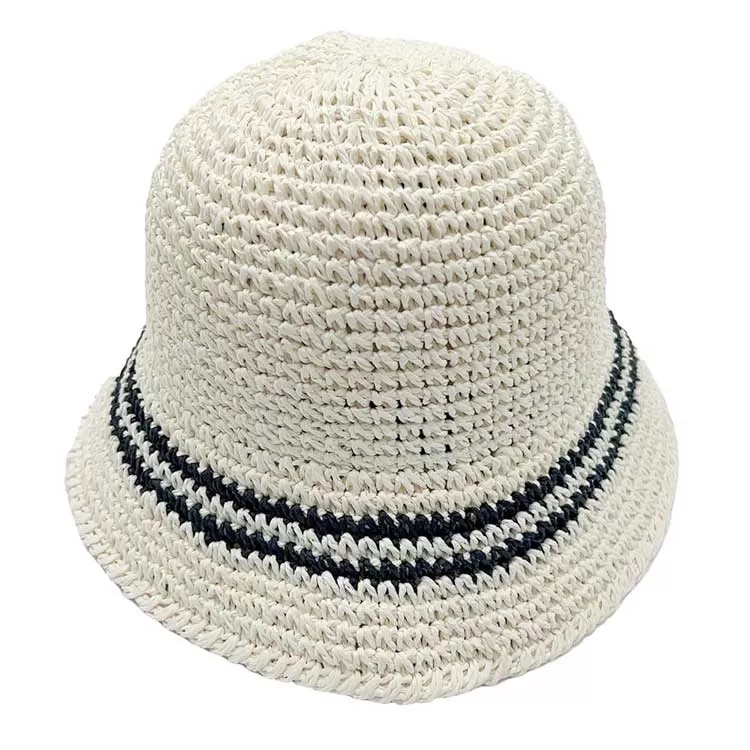 Stripe Straw Bucket Hat