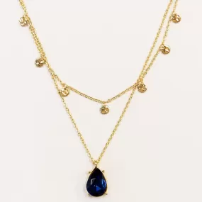 Teardrop Blue Gem Necklace