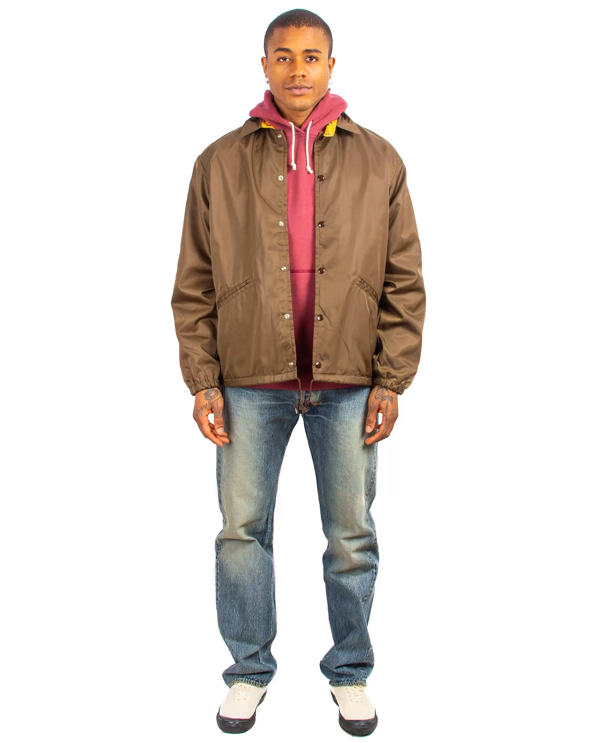 The Real McCoy's MJ22019 Nylon Cotton Lined Coach Jacket Brown