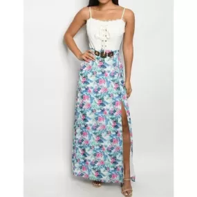 Tie Front Bodice Floral Maxi