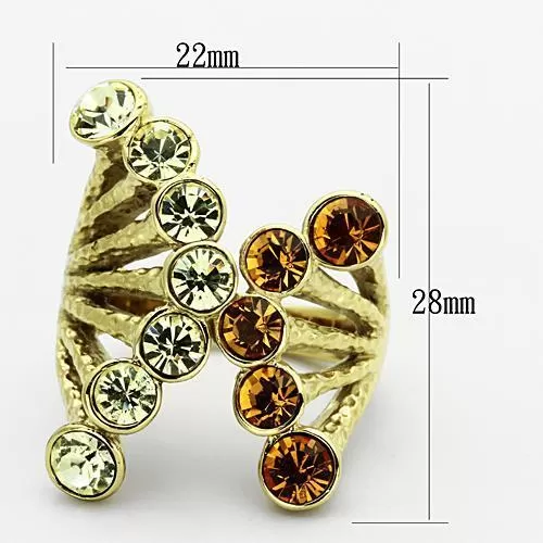 TK1291 IP Gold(Ion Plating) Stainless Steel Ring with Top Grade Crystal in Multi Color