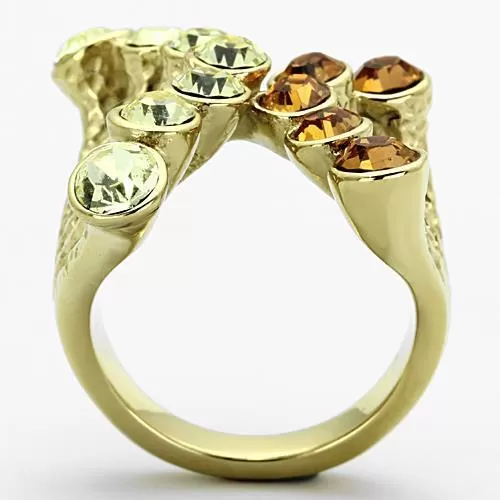 TK1291 IP Gold(Ion Plating) Stainless Steel Ring with Top Grade Crystal in Multi Color