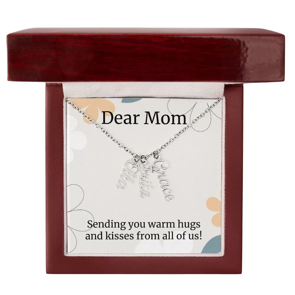 To Mom Gift, Kisses From All Of Us Custom Multi Children Name Necklace