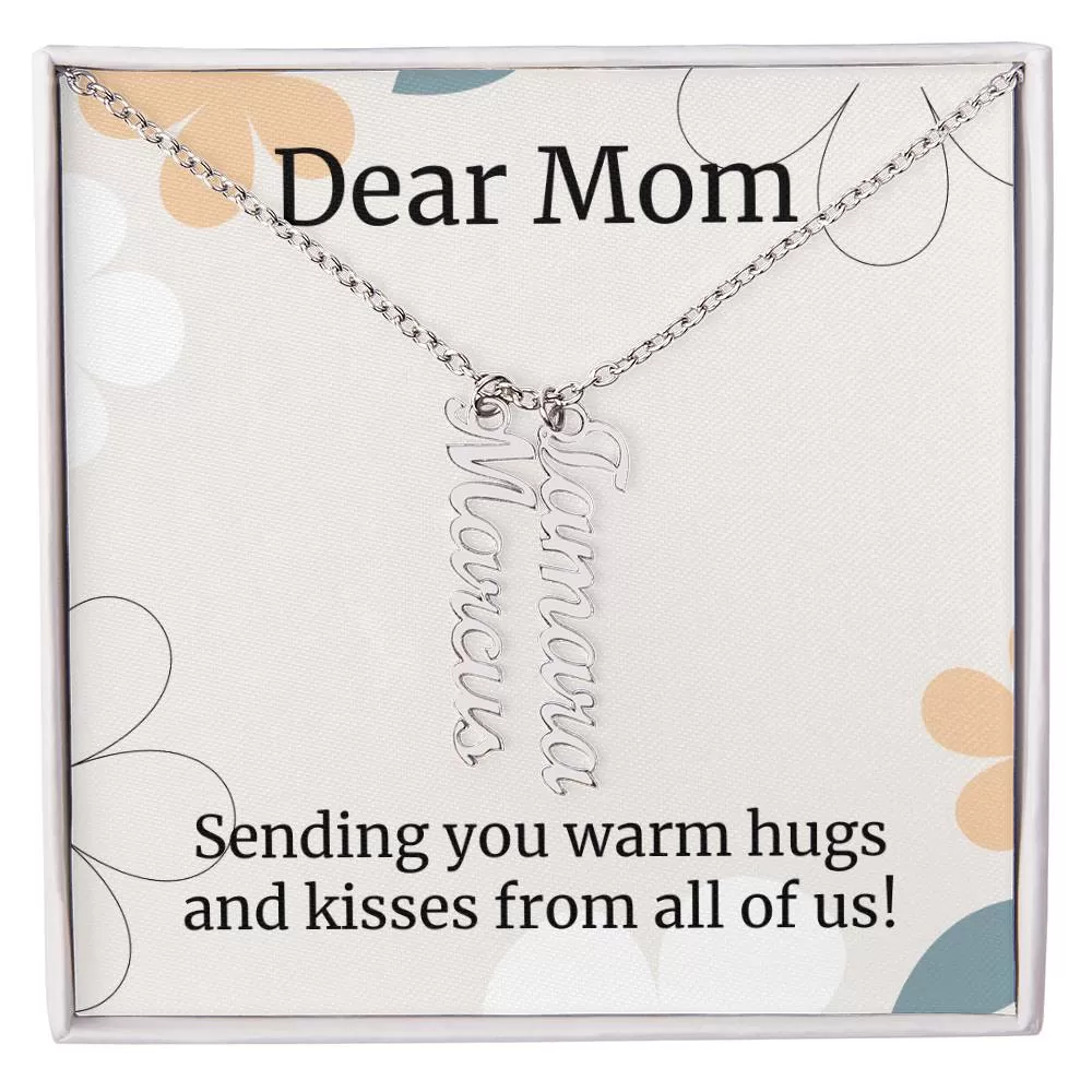 To Mom Gift, Kisses From All Of Us Custom Multi Children Name Necklace