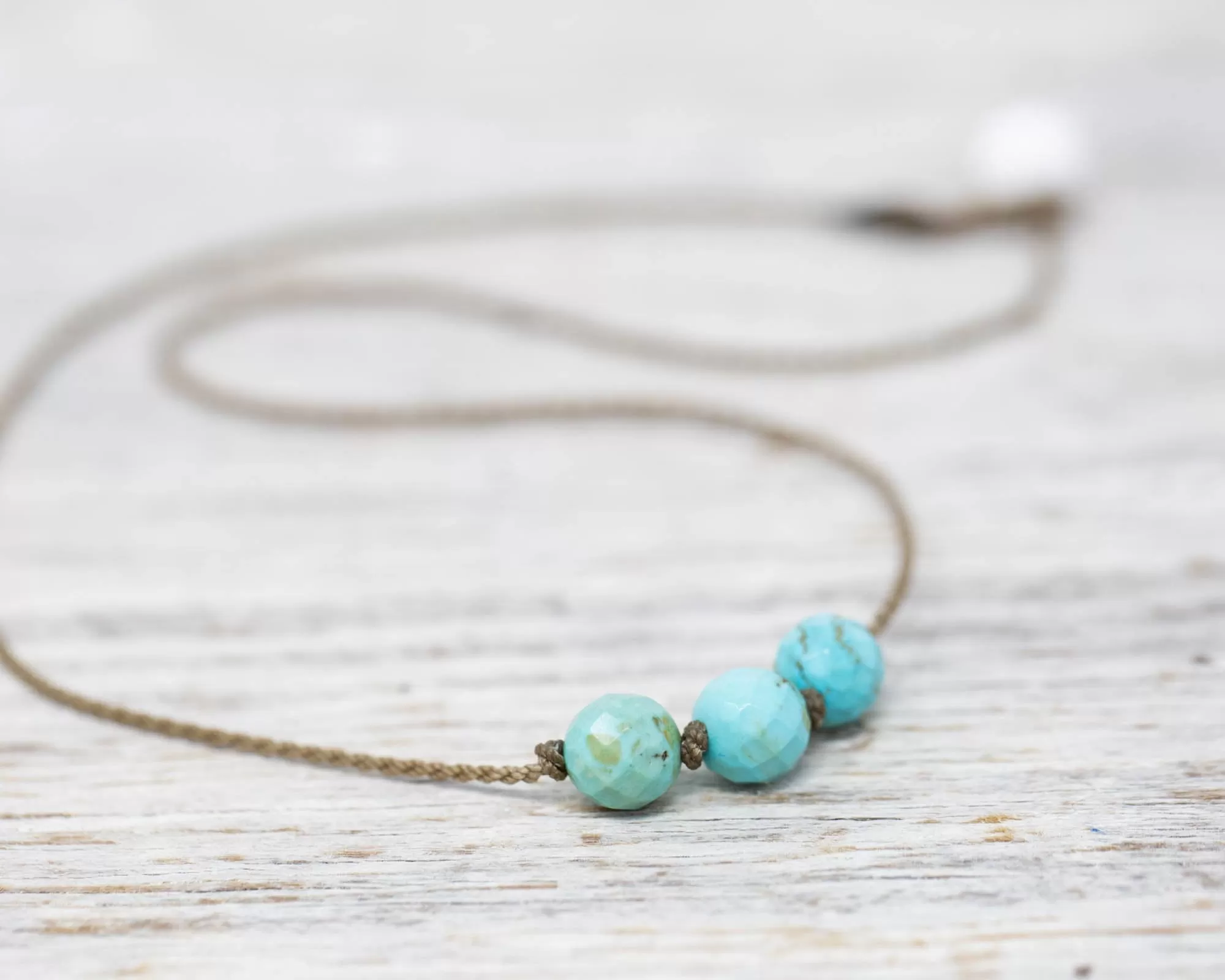 Triple Knotted Necklace- Turquoise Howlite Faceted