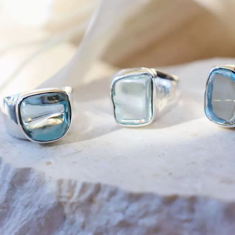 Vaarin Blue Topaz Cabochon Ring