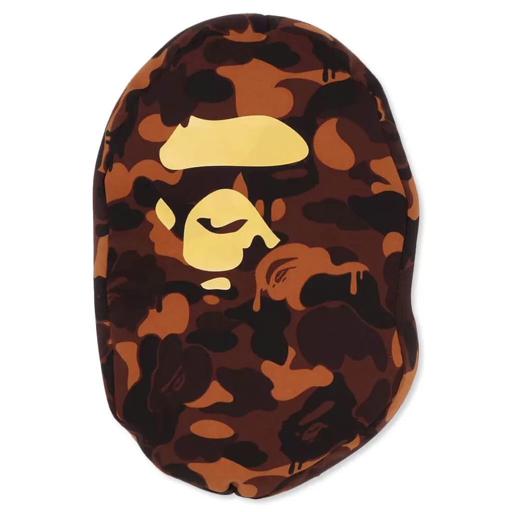 Valentine Chocolate Camo Ape Head Cushion - Brown