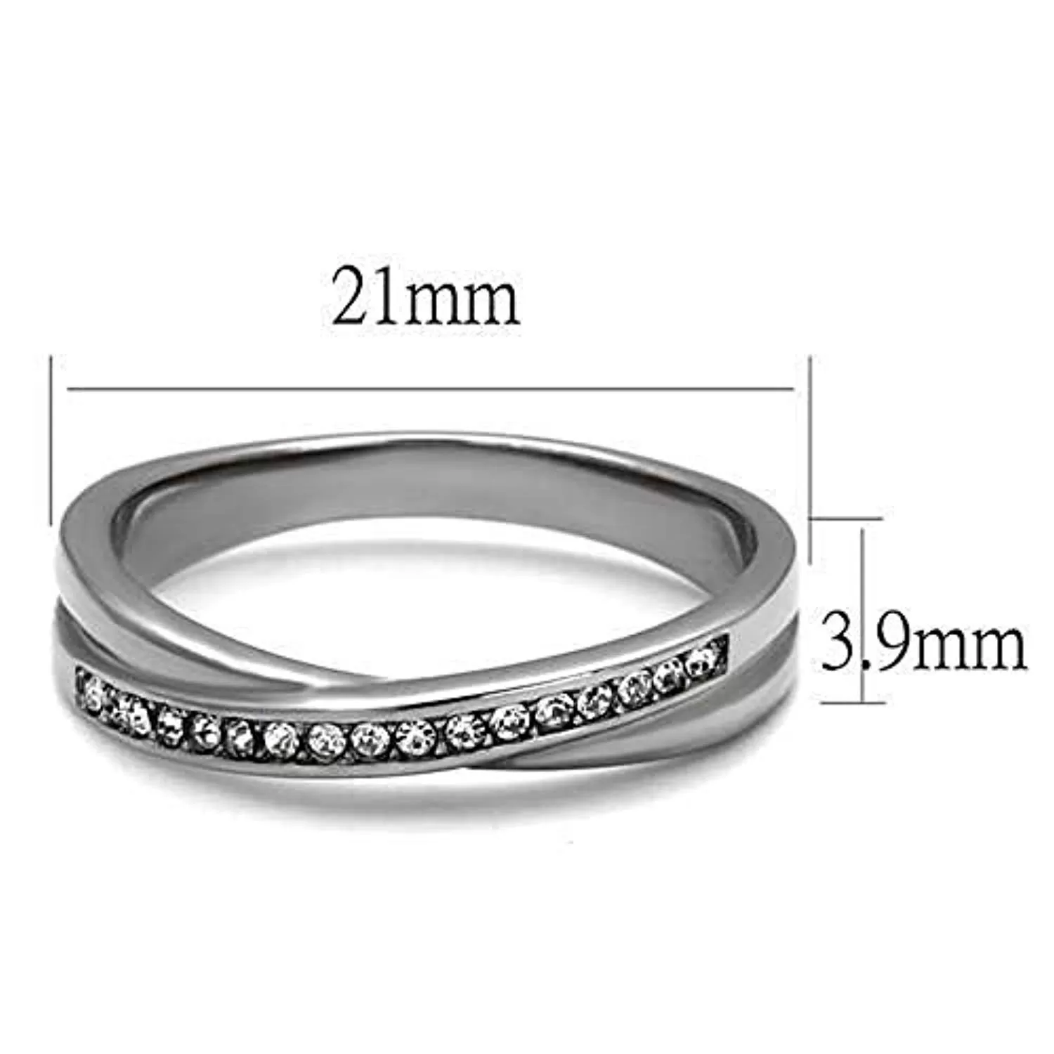 WildKlass Stainless Steel Ring High Polished Women Top Grade Crystal Clear