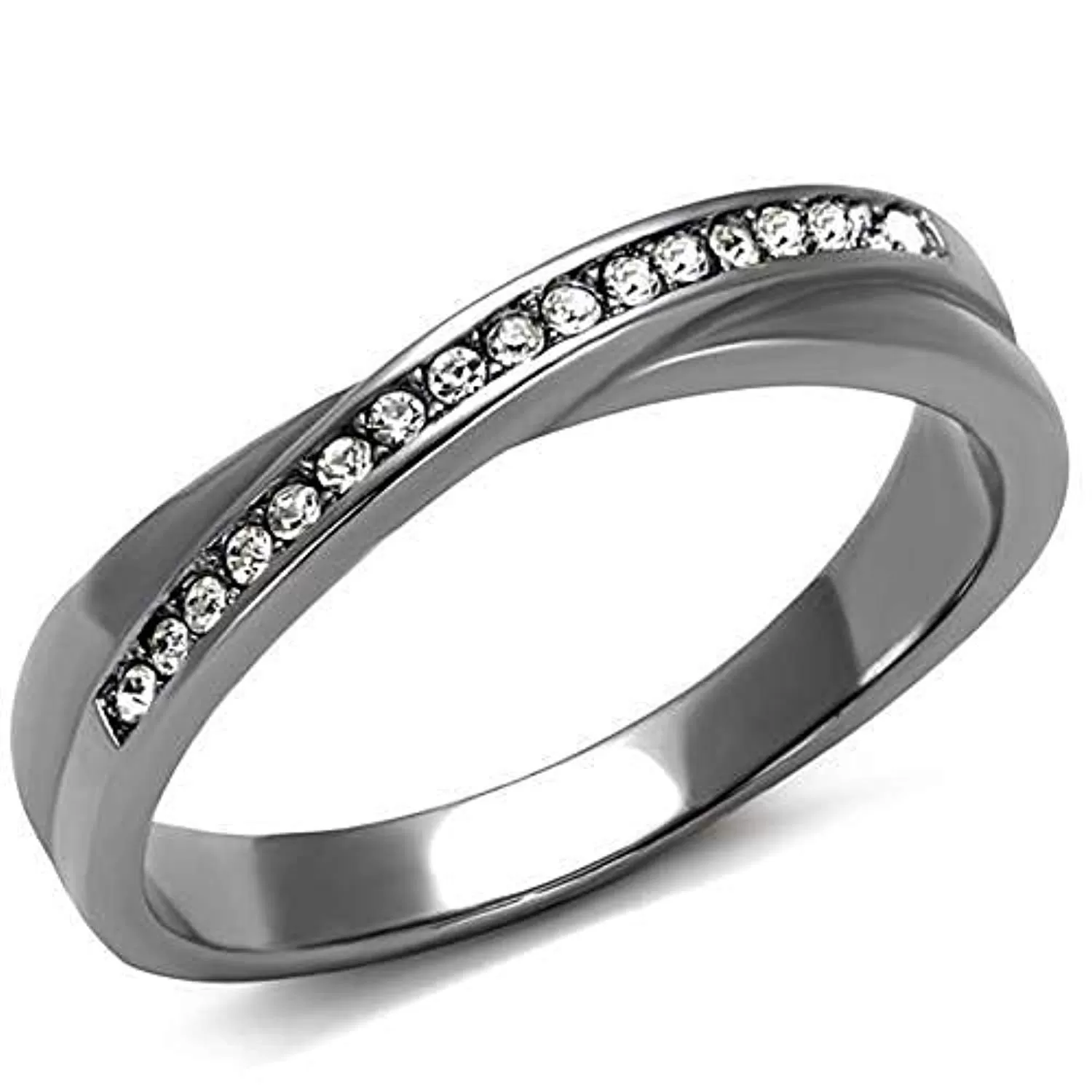 WildKlass Stainless Steel Ring High Polished Women Top Grade Crystal Clear