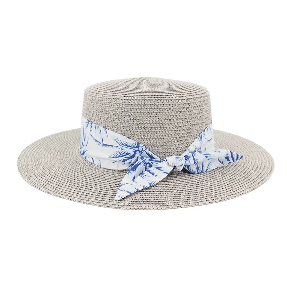 Women Sunscreen Travel Beach Sun Hat Elegant Bowknot Jazz Hat Flat Hat Straw Hat