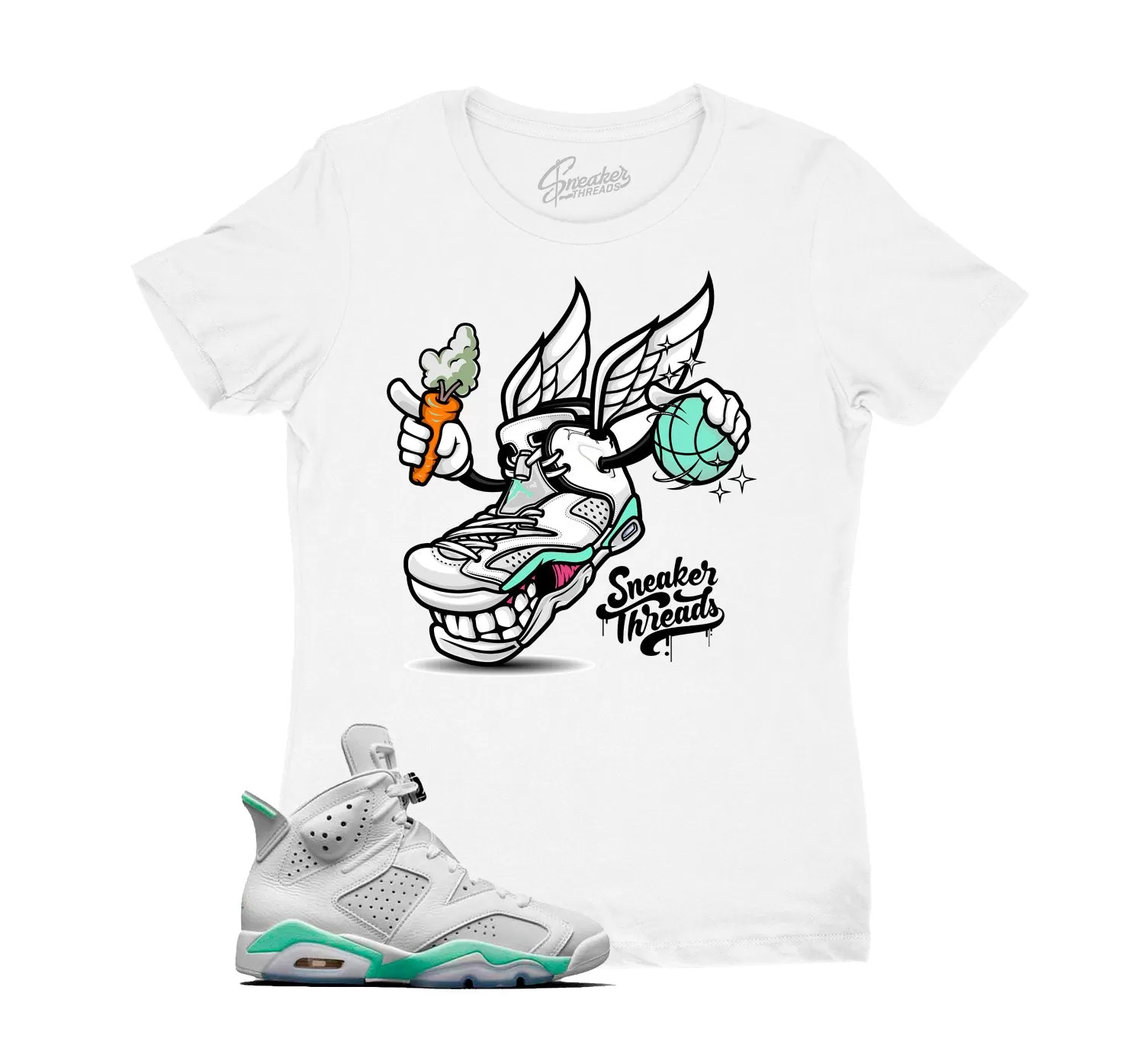 Womens Mint Foam 6 Shirt - Fly Kicks - White