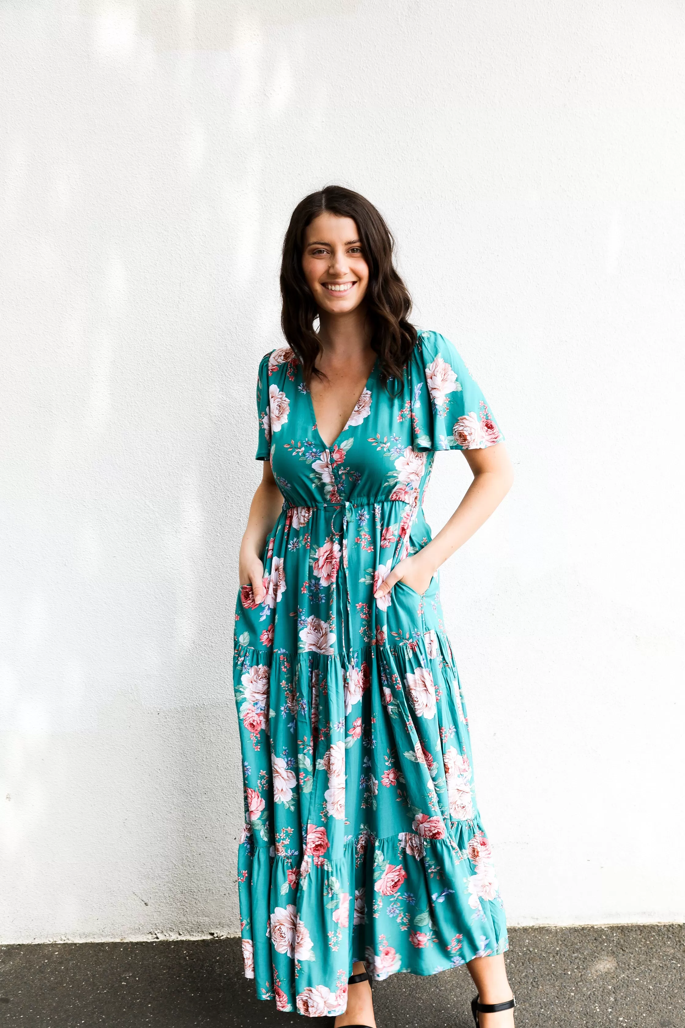 Zoe Maxi (Teal Floral)