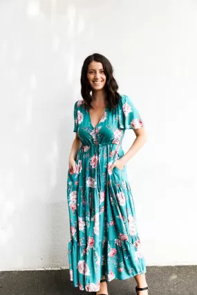 Zoe Maxi (Teal Floral)